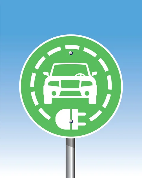 Oplaadpunt Elektrische Auto Groen Bord — Stockvector