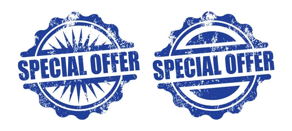 Due Diverse Versioni Francobolli Blu Grunge Offerta Speciale — Vettoriale Stock