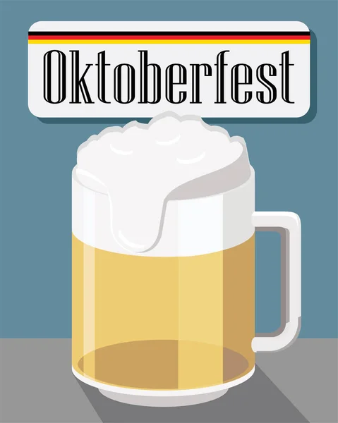 Κούπα Μπύρα Κείμενο Oktoberfest — Διανυσματικό Αρχείο