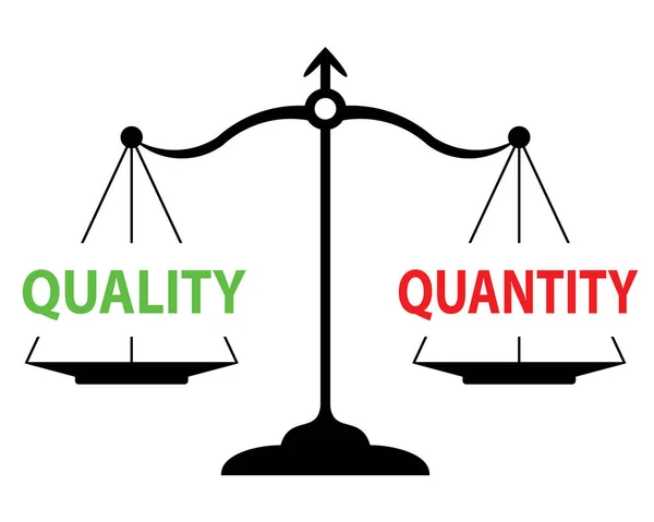 Weegschalen Meten Kwaliteit Kwantiteit Gelijkwaardig Concept — Stockvector