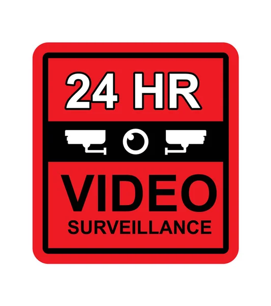 Sinal Vigilância Por Vídeo Cor Vermelha — Vetor de Stock