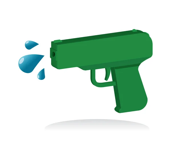 Waterpistool Groene Kleur Met Weinig Druppels Water — Stockvector