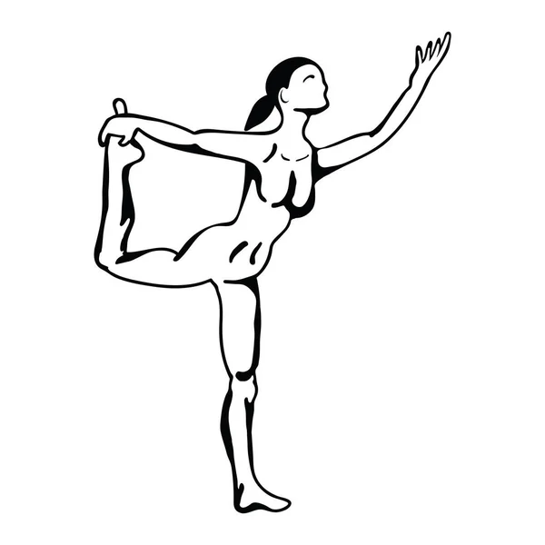 Silhouette Girl Practicing Yoga Isolated White Background — Διανυσματικό Αρχείο