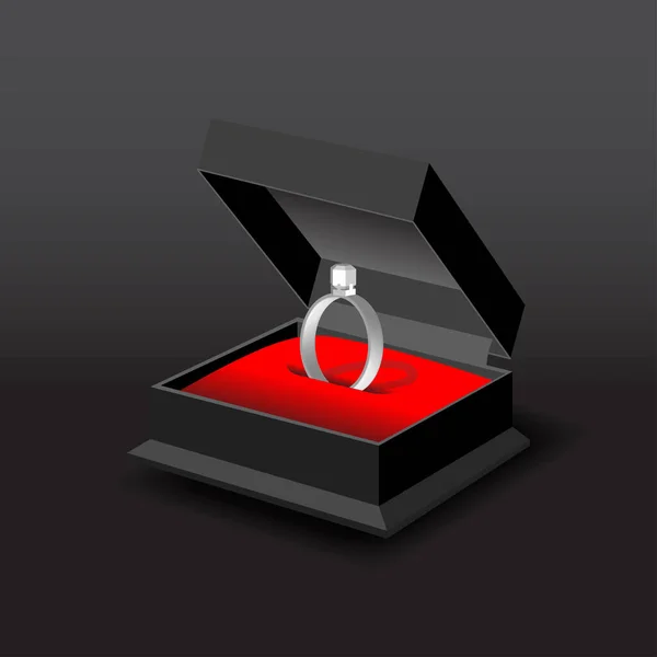Gyűrű Doboz Fehér Arany Vagy Ezüst Gyűrű — Stock Vector
