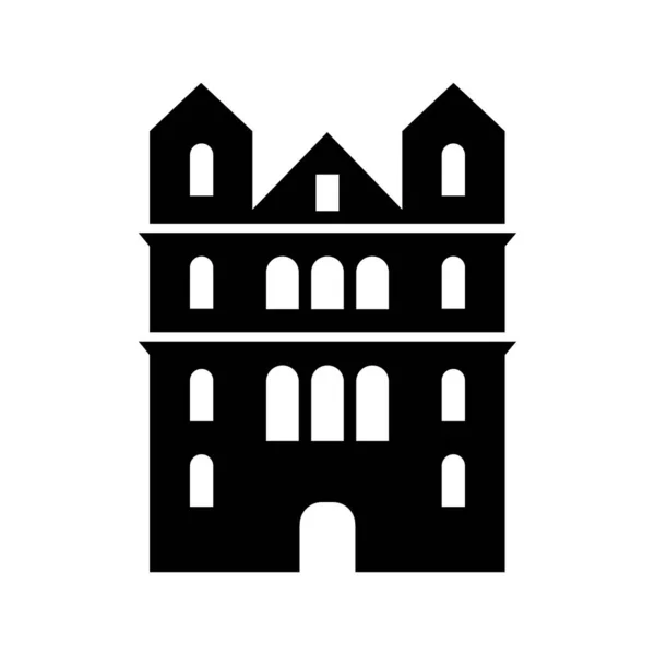 Mittelalterliche Kirche Oder Festung Schwarz Und Weiß — Stockvektor