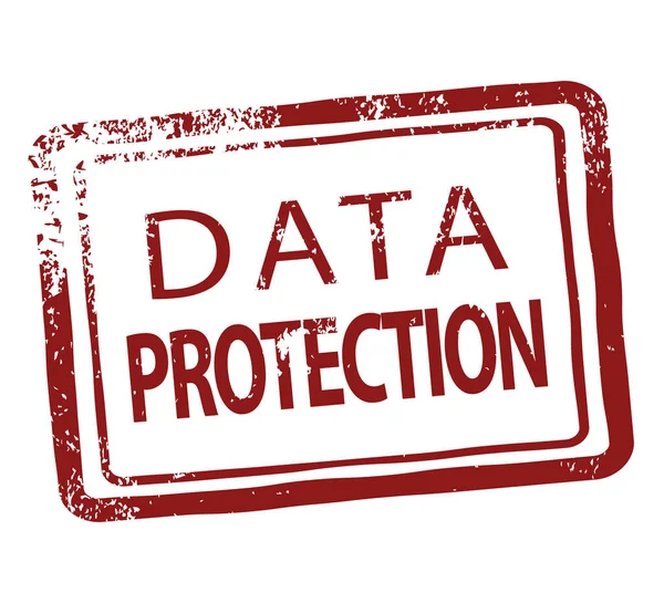 Carimbo Borracha Vermelha Com Proteção Dados Texto — Vetor de Stock