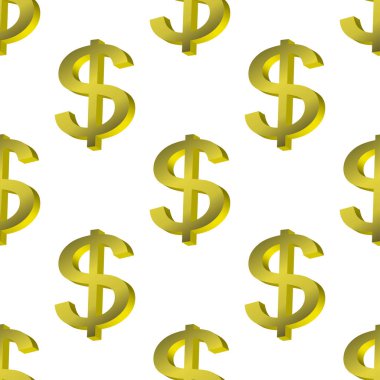 Dolar sembolü kusursuz desen, altın renkli parlak dolar sembolü.
