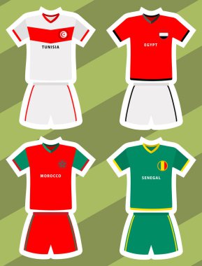 Mısır, Tunus, Fas ve Senegal futbol veya futbol forması