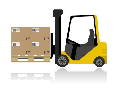 Palette kutular olan forklift