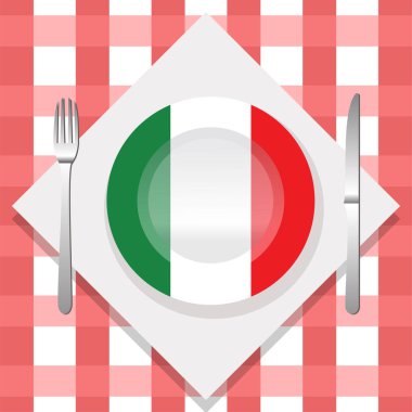 İtalyan mutfağı, İtalyan bayraklı tabak ve masa örtüsü.