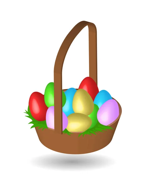 Cesta Huevos Con Huevos Pascua — Vector de stock