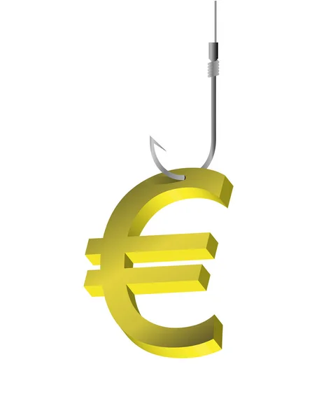 Goldenes Euro Symbol Angelhaken — Stockvektor