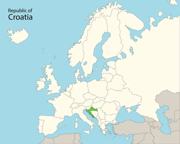Chorvatská Mapa Sousedními Zeměmi — Stockový vektor