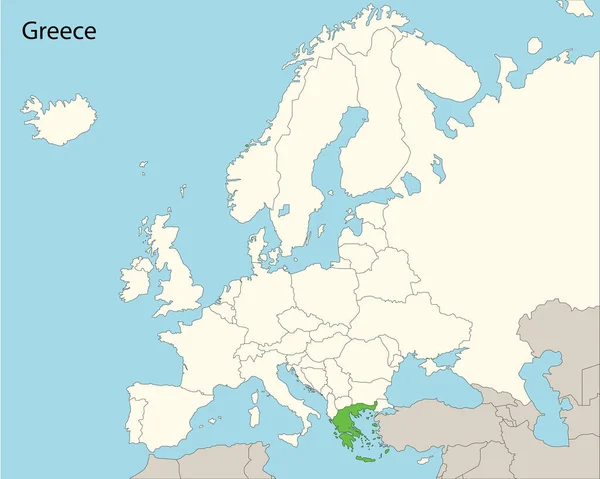 Греция Карта Соседними Странами — стоковый вектор