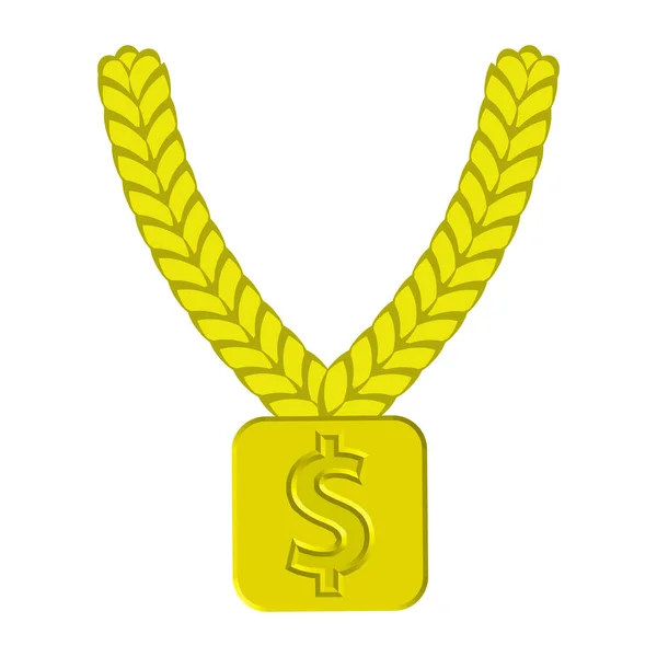 Gouden Ketting Dollarsymbool Teken — Stockvector