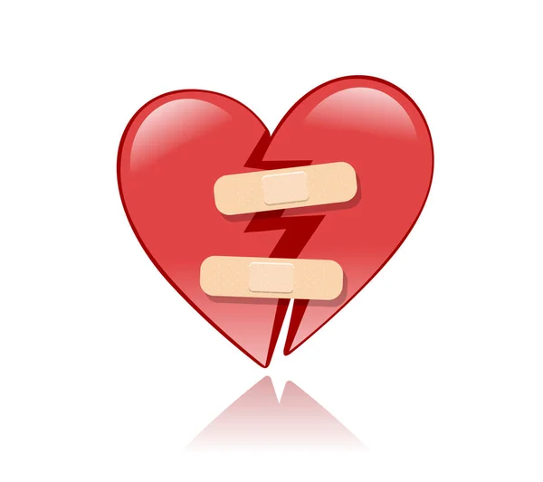 Κόκκινη Καρδιά Σφραγισμένη Αυτοκόλλητο Επίδεσμο — Διανυσματικό Αρχείο