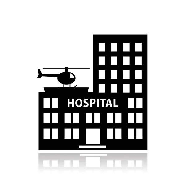 Icono Del Hospital Blanco Negro — Vector de stock