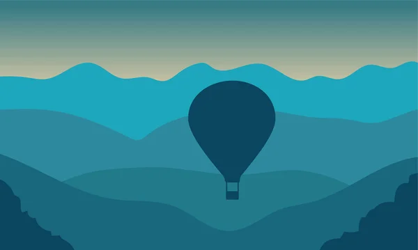Heißluftballon Silhouette Landschaft Hintergrund — Stockvektor