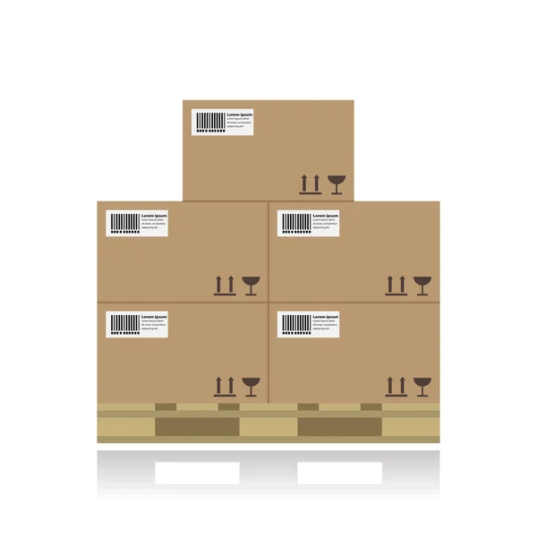 Pile Boxes Pallet — Stock Vector