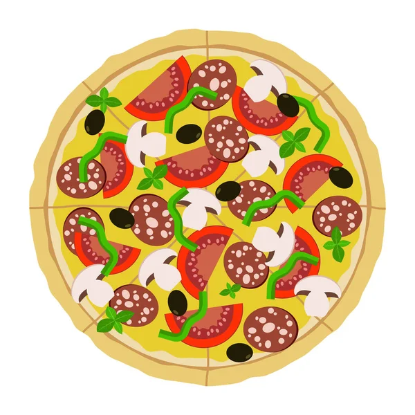 Ícone Pizza Fatiada Ilustração Colorida —  Vetores de Stock