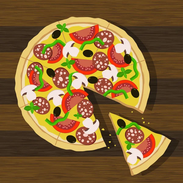 Icono Pizza Rodajas Ilustración Colorida — Vector de stock