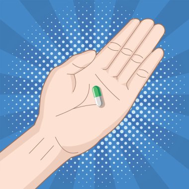 avuç içi hap, vektör illüstrasyonu