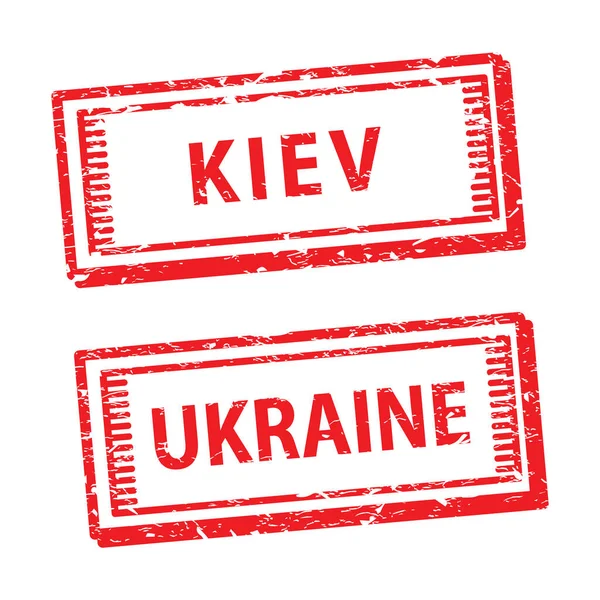 Sello Goma Roja Con Texto Kiev Ucrania — Vector de stock