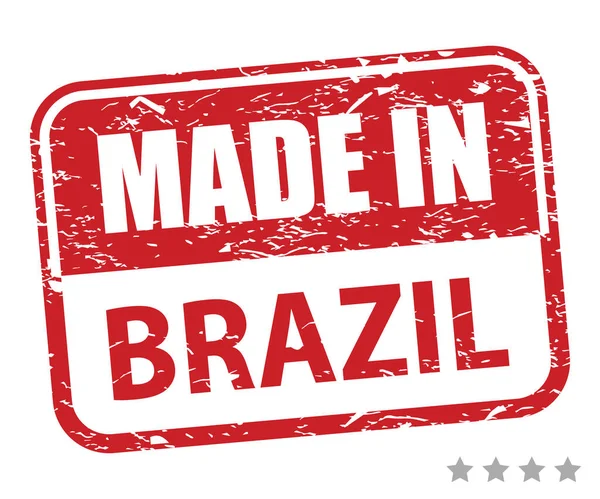 Timbre Caoutchouc Rouge Avec Texte Réalisé Brésil — Image vectorielle
