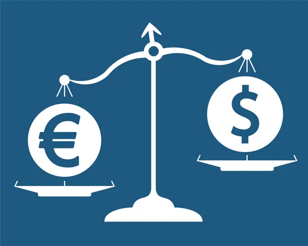 Euro Und Dollar Auf Der Waage — Stockvektor