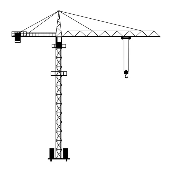 Guindaste Construção Preto Branco — Vetor de Stock