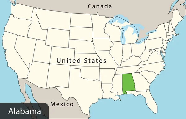 Renkli Abd Haritası Alabama — Stok Vektör