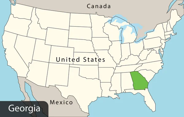 Barevná Mapa Usa Georgia — Stockový vektor