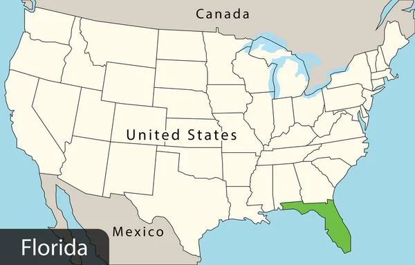 Renkli Amerika Haritası Florida — Stok Vektör