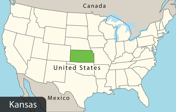 Renkli Abd Haritası Kansas — Stok Vektör