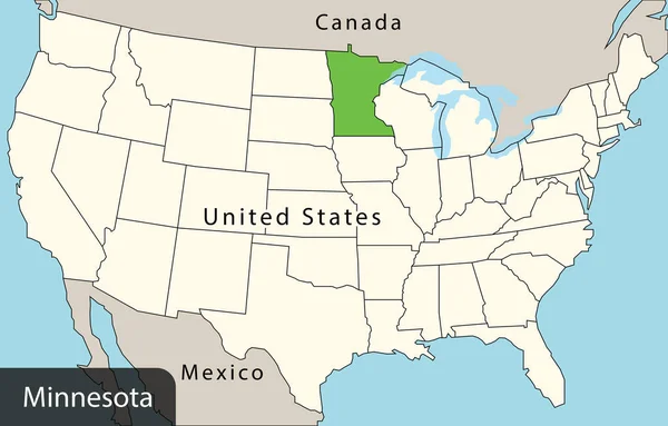 Mappa Degli Stati Uniti Colorata Minnesota — Vettoriale Stock