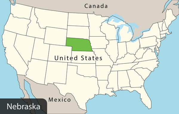 Colorful usa map, nebraska
