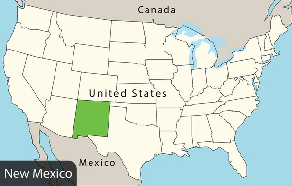 Mapa Colorido Dos Eua Novo México — Vetor de Stock