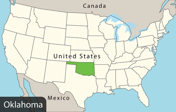 Renkli Abd Haritası Oklahoma — Stok Vektör