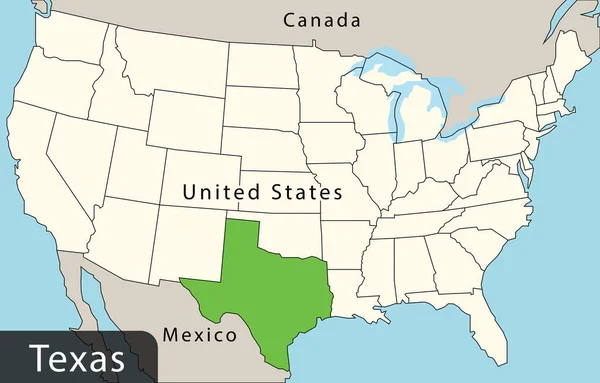 Renkli Abd Haritası Teksas — Stok Vektör