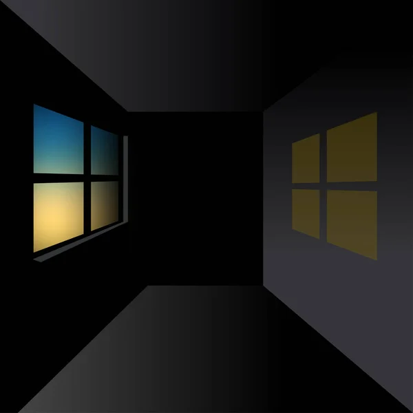 Dark Window Apartment Interior — Stock Vector