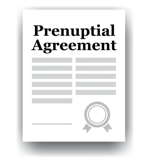 Prenuptial Agreement Papers White — Stock Vector