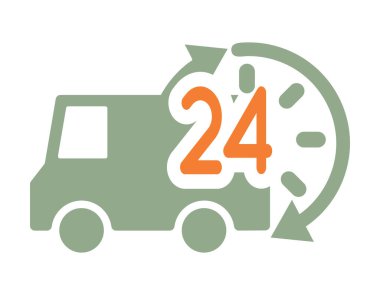 24 saat kamyon afişi, vektör illüstrasyonu