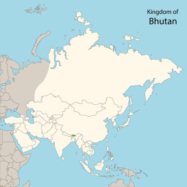 asia map bhutan bayrağı, vektör illüstrasyonu