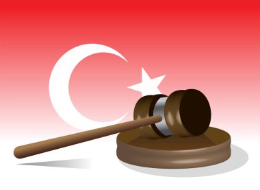 Yargıç tokmak hindi afişi, vektör illüstrasyon