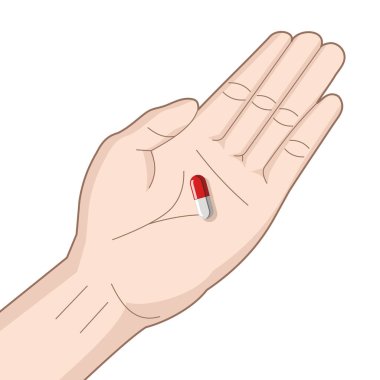 Sol avuç içi hapı pankartı, vektör illüstrasyonu