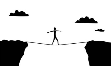 adam halat pankartıyla dengede duruyor, vektör illüstrasyonu