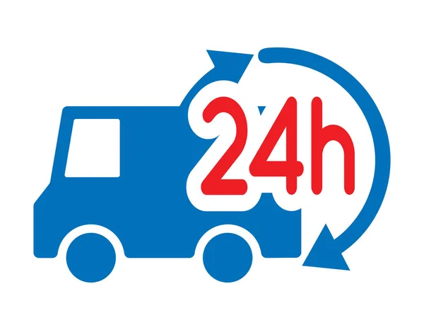 24H Banner Ciężarówka Wektor Ilustracji — Wektor stockowy
