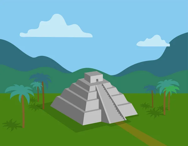 Banner Pirâmide Azteca Ilustração Vetorial — Vetor de Stock