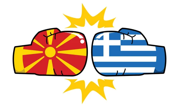 Γάντια Πυγμαχίας Greece Macedonia Banner Εικονογράφηση Φορέα — Διανυσματικό Αρχείο