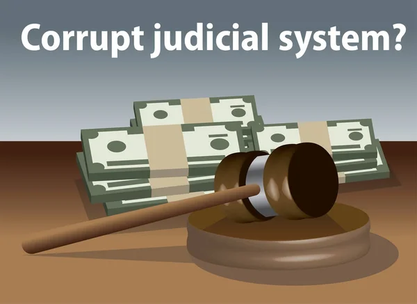 Banner Del Sistema Judicial Corrupto Ilustración Del Vector — Vector de stock
